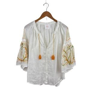 March 11 Embroidered Linen Blouse
